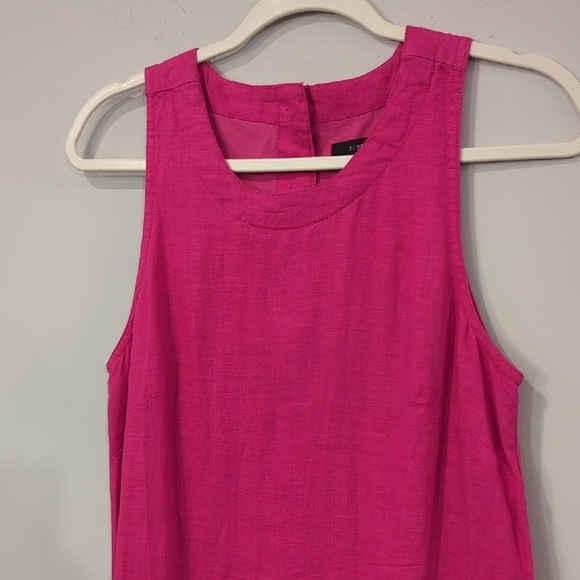 J Crew 100% Linen Dress Sleeveless Pink Lined Button Back size XS - Picture 3 of 12